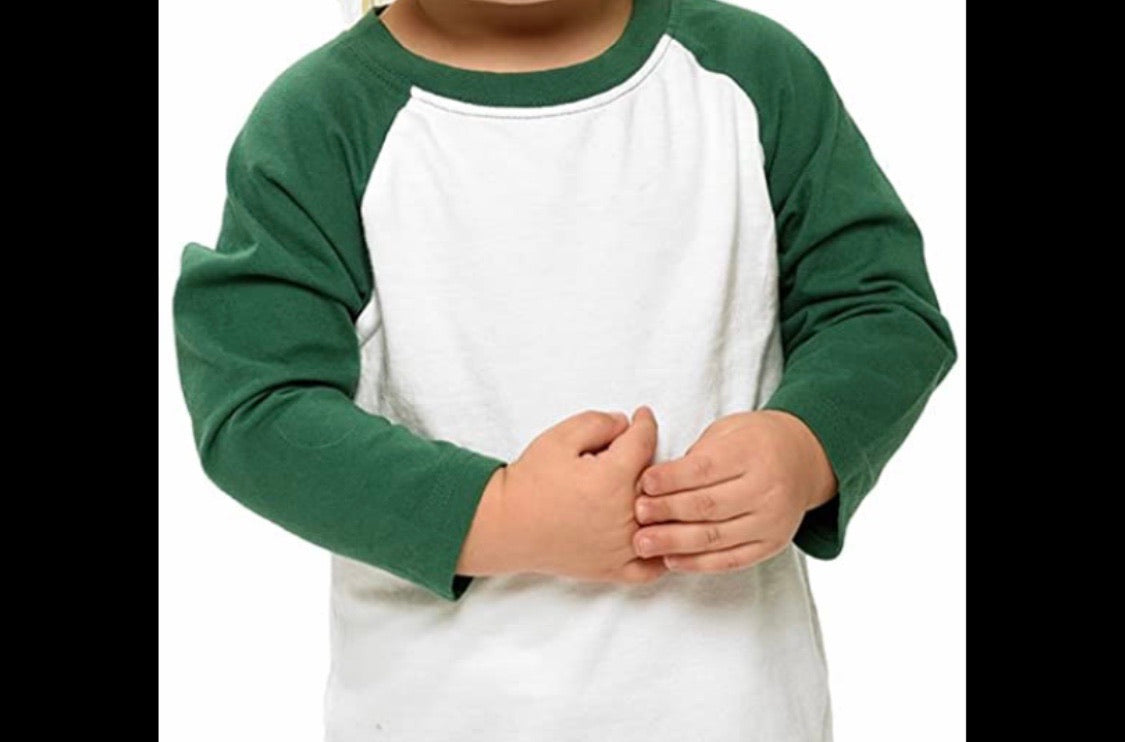 Adult 94% Polyester Raglan Shirt GRAY BODY WITH GREEN SLEEVE