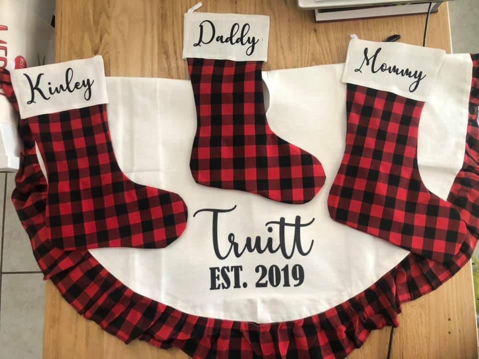 Christmas Stockings, Red And Black Buffalo Plaid Christmas Decor