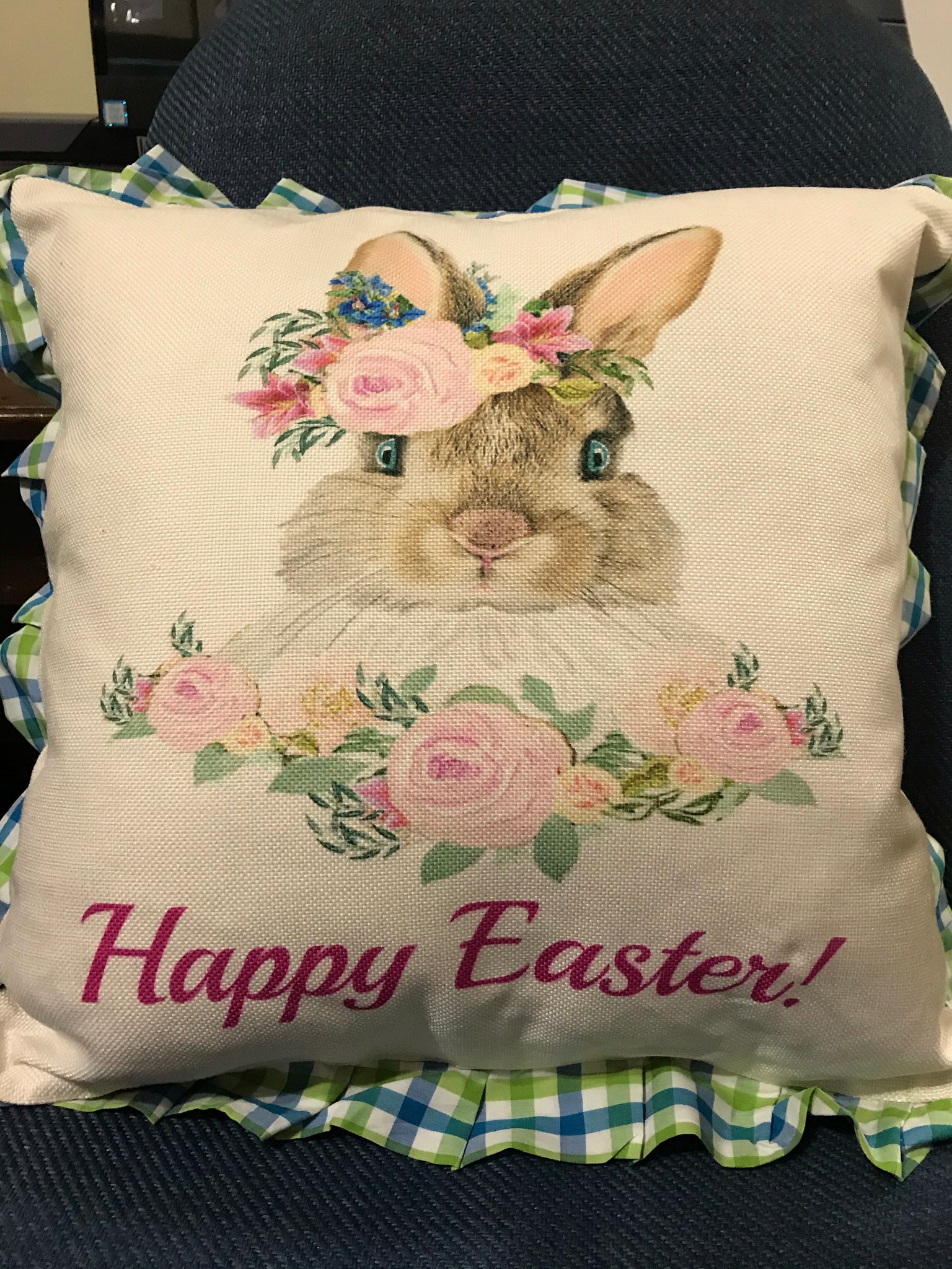 EASTER PLAID Pillow Covers GREEN -BLUE