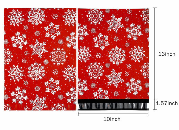 Poly Mailer Christmas Style Red Snowflakes
