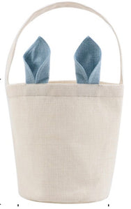 Easter linen round basket BLUE