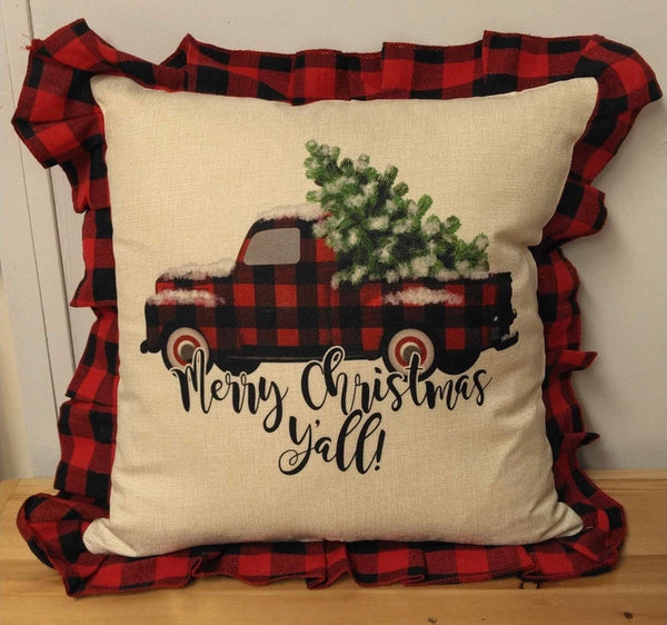PILLOW COVERS BLACK RED  Christmas plaid
